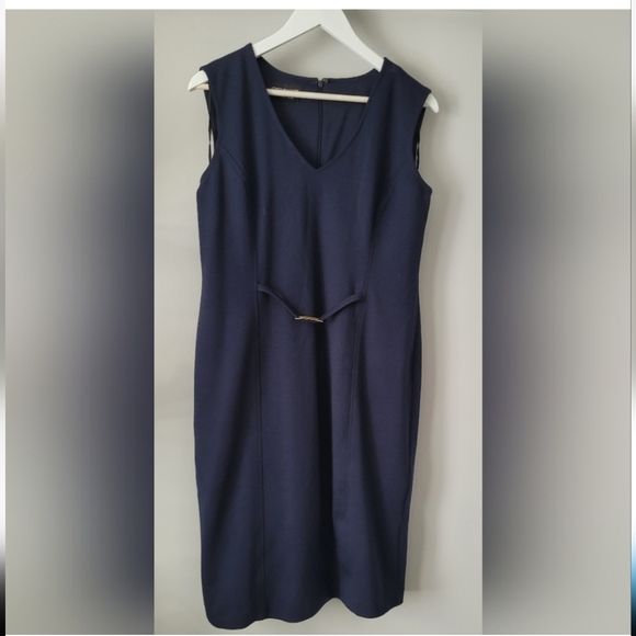 2 for $75 - Jones New York Women’s Size 14 Navy Dress w Gold Waist Embellishment - Picture 1 of 1